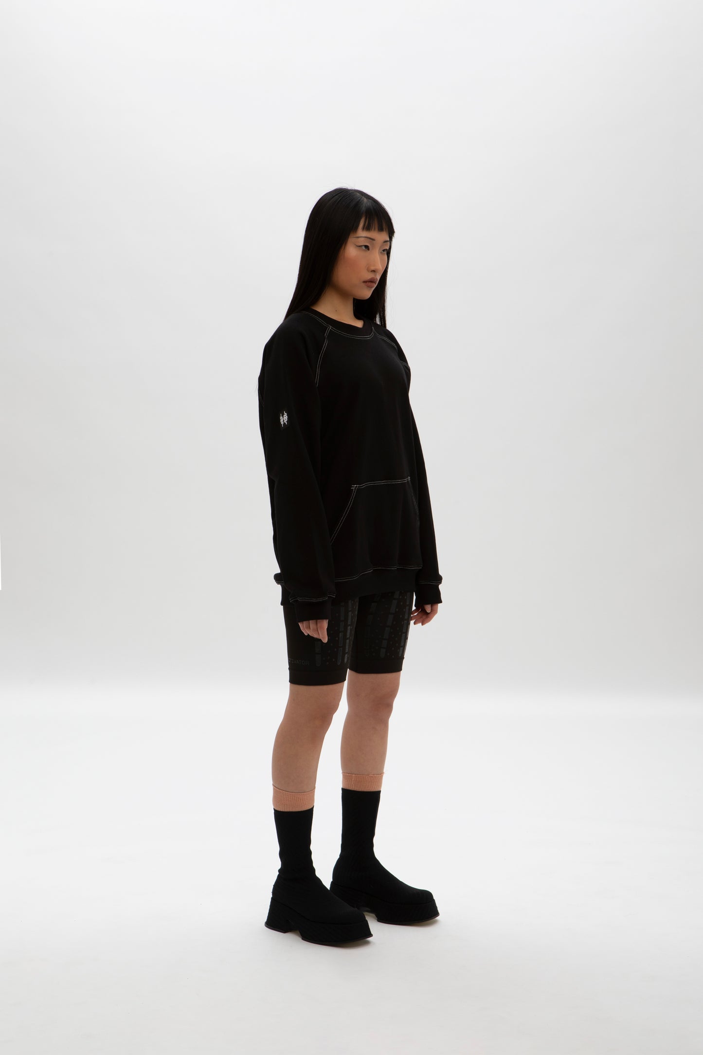 SWEATER RAGLAN LTH BLACK